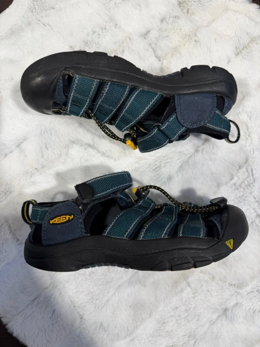 Kids Outdoor Sport Sandals - Dark Teal with Yellow Accents youth size 2